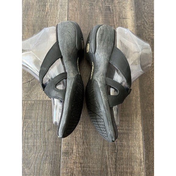 Merrell Sundial Cross Womens US 7 Black Leather Slip On Flip Flop Sandal Outdoor - Picture 3 of 8